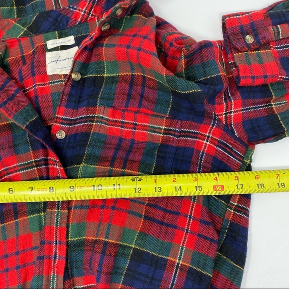 American Eagle Plaid Holiday Button Down Shirt Small - Picture 6 of 8